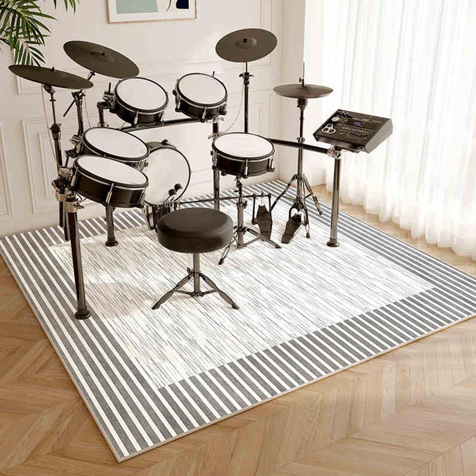Qesjodfu D-98 Drum Rug Mat Soundproof Carpet Drumming Drum Rug Drum Carpet For Drummers Outdoor Electronic Drum Set Practice Music Rug Floor Protection Professional Drum Rugs Instrument Floor Mat 230 X 180 Cm