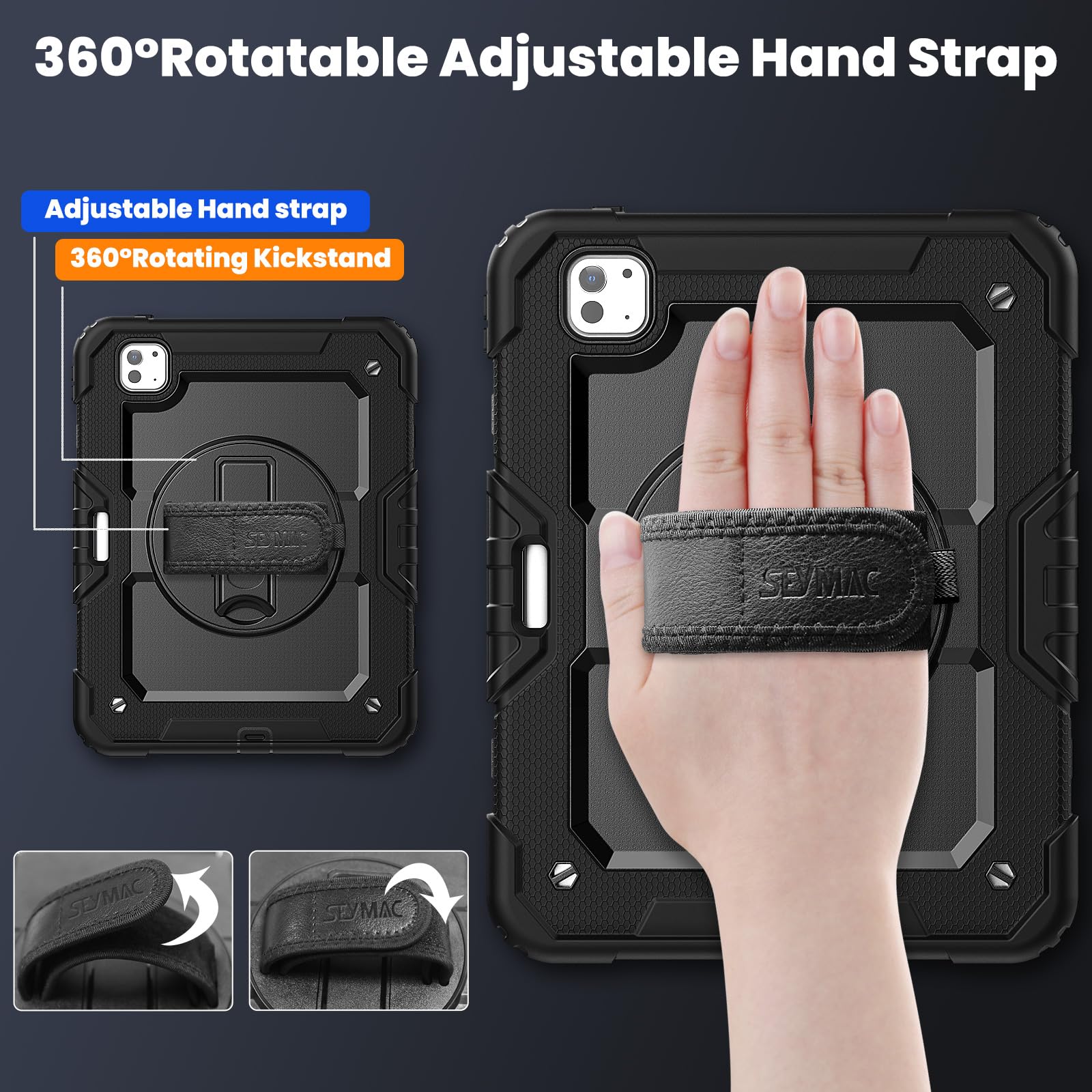 SEYMAC Custodia Per IPad Air 11 Pollici 2024/2025 - Antiurto Con Supporto 360° E Pellicola - Foto 6