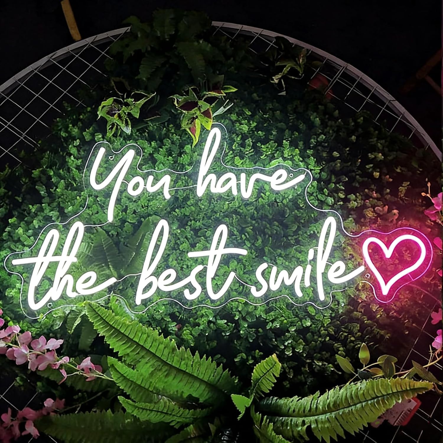 You Have The Best Smile Neon Sign with Heart LED Wall Decor Light for Dental Clinic Business Logo Light Signs for Dental Clinic Tooth Care Studio Bathroom Wall Decor — image 1