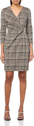 Anne Klein 3/4 Sleeve Houndstooth Printed Jersey Wrap Dress