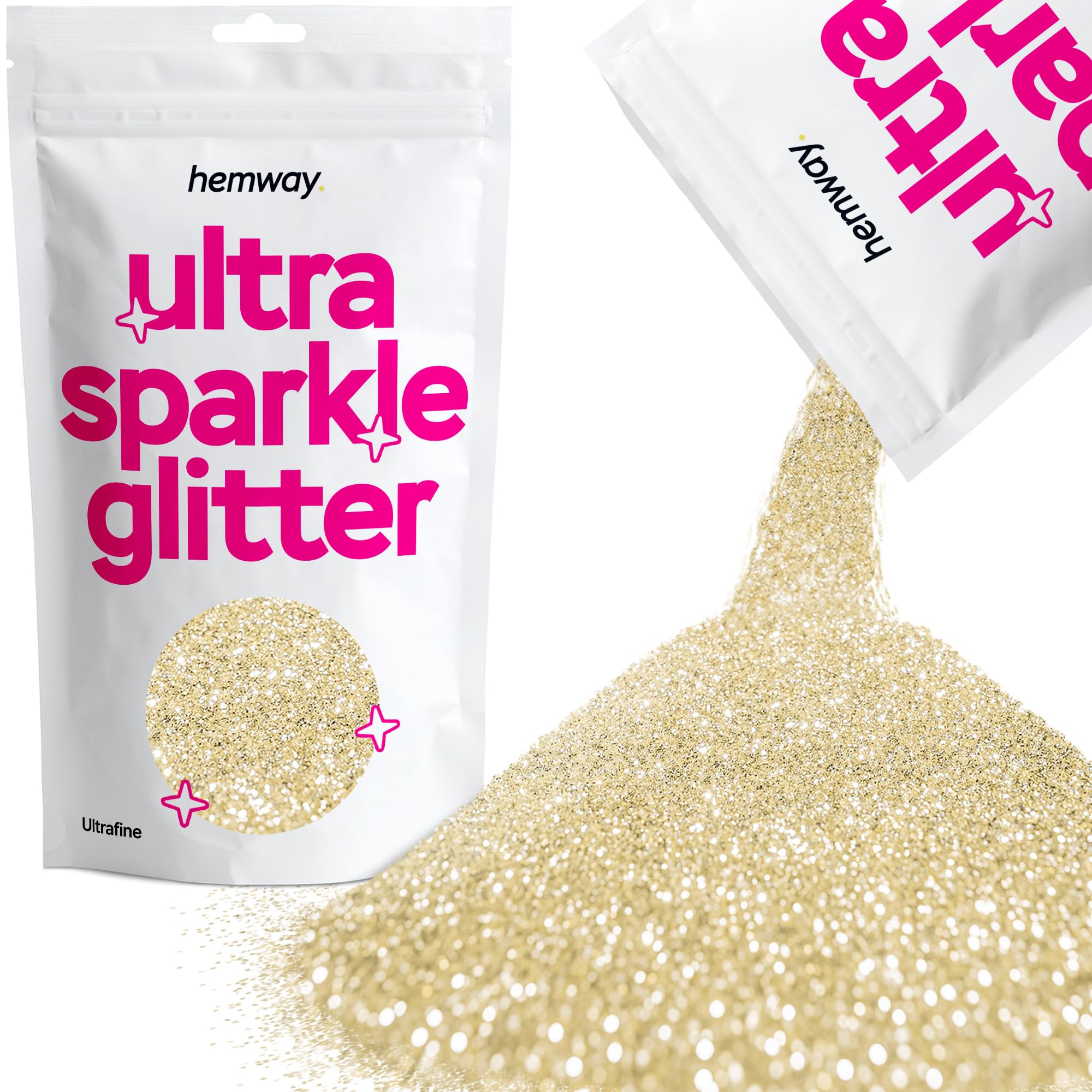 Hemway Ultra Sparkle Glitter Baby Pink Iridescent 100g Fine | Glitter for Arts & Craft, Makeup, Nail Art, Crafting, Card Making, Sparkle Decoration — view 116