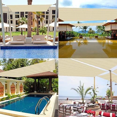 Miniatura 6 de Eden's Decor Toldo rectangular de tela para patio, jardín, pérgola, 9 x 11 pies, color beige, tamaño personalizado