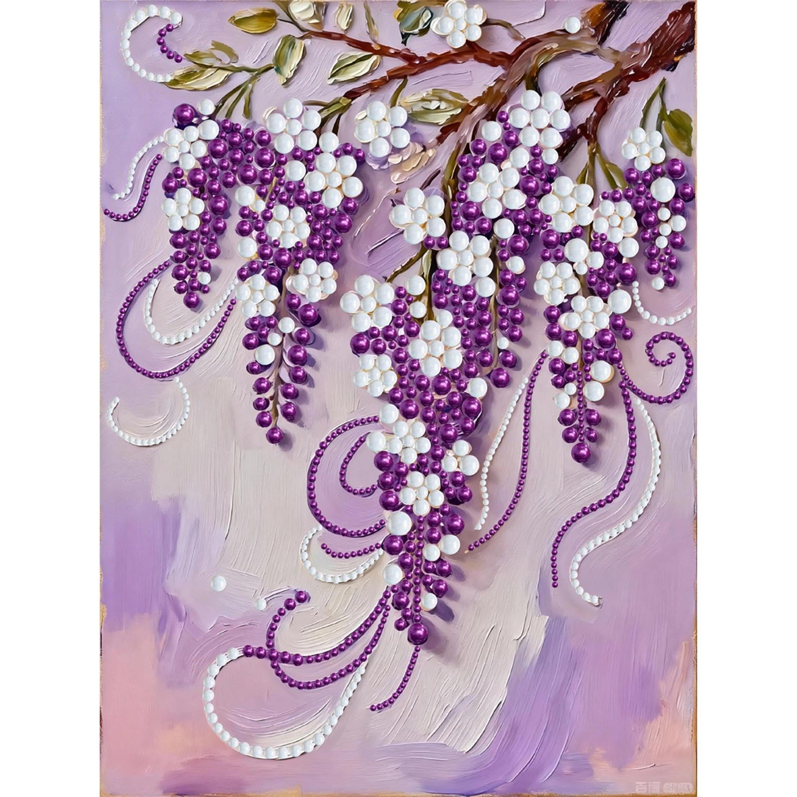 JATOK Violet Pearl Diamond Art Kits for Adults,DIY Special Shaped Diamond Painting Kit for Beginners,5D Diamond Painting Pearl Gem Art for Home Wall Decor 12x16 inch