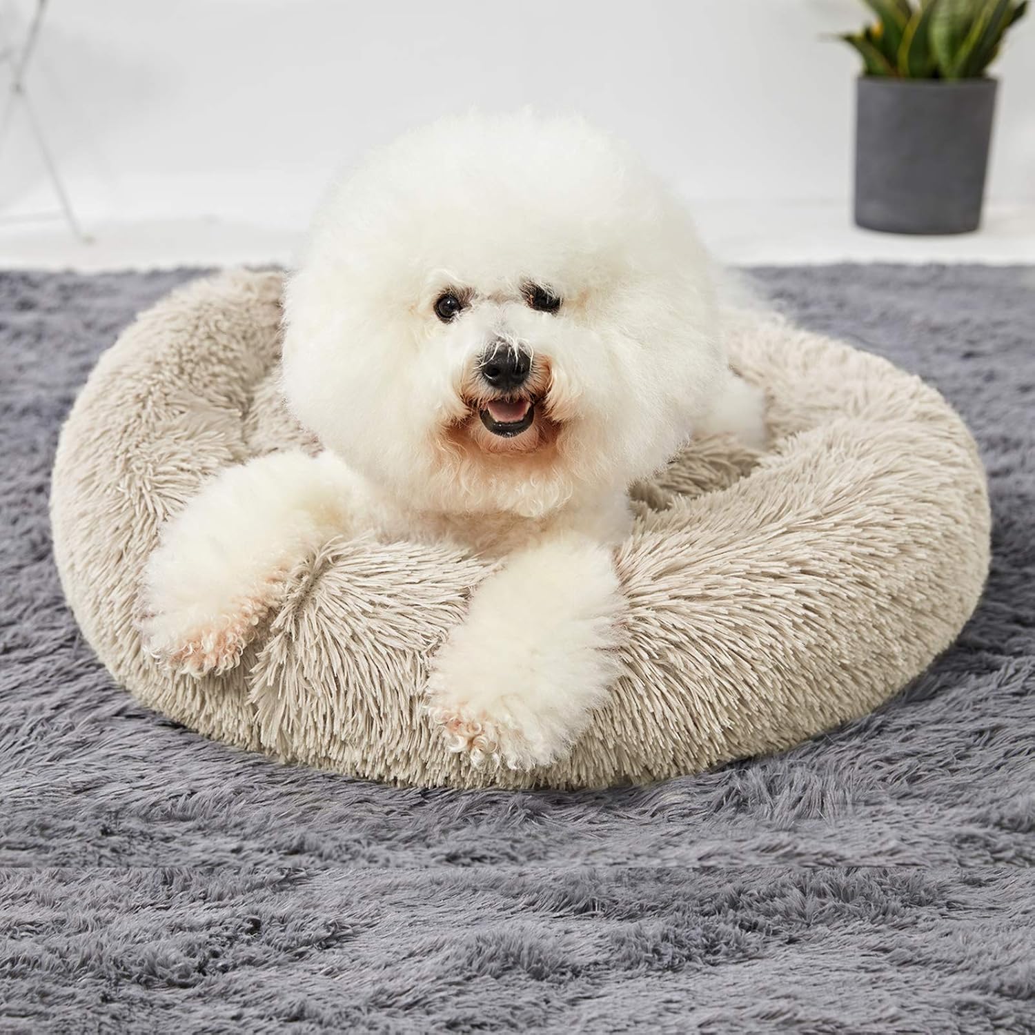ANWA Washable Dog Round Bed Small, Donut Dog Bed Small Dog, Comfy Dog