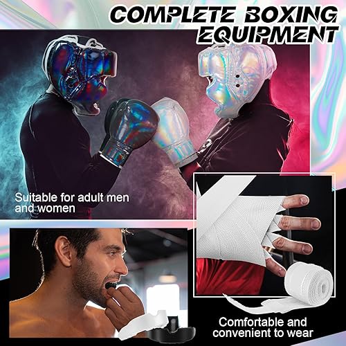 Miniatura 4 de Kanayu Juego de boxeo de 14 piezas que incluye 2 pares de guantes de boxeo de 16 onzas, casco y envolturas de mano, protectores bucales, regalos
