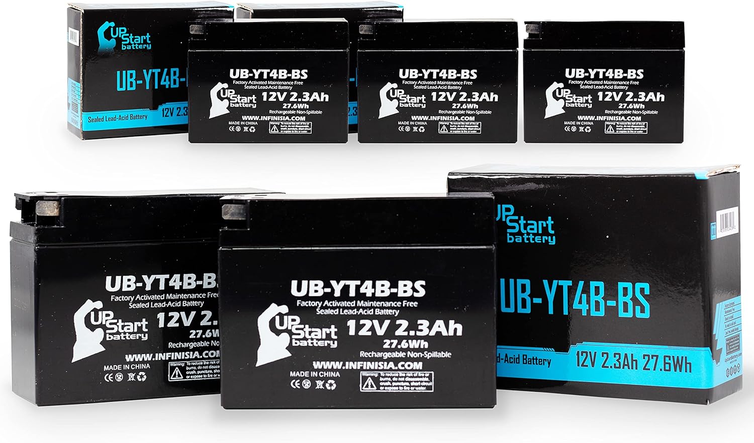 5-Pack Replacement for 2015 Yamaha SR400 400CC Factory Activated, Maintenance Free, Motorcycle Battery - 12V, 2.3Ah, UB-YT4B-BS