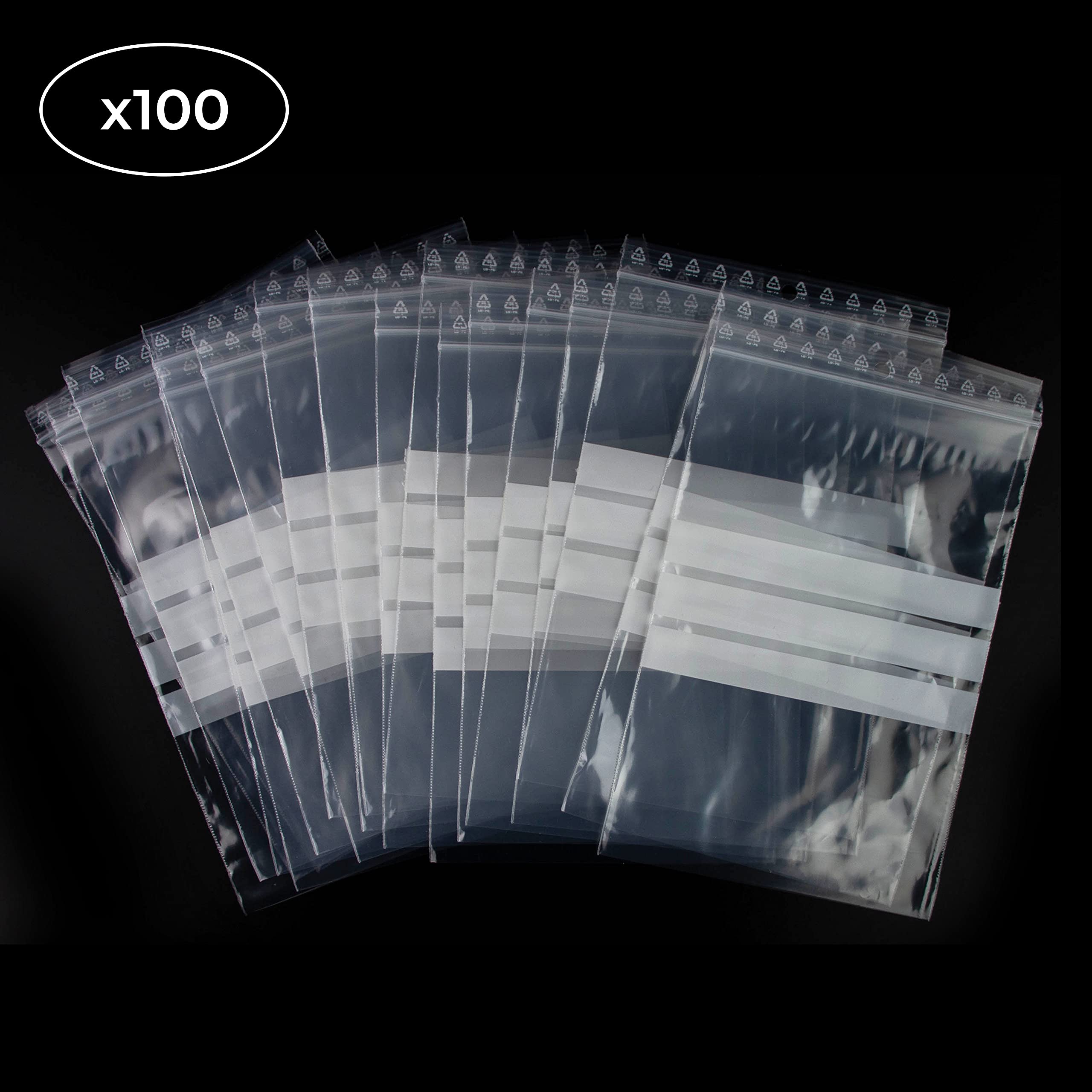 Bolsas transparentes con cierre zip, plástico apto para alimentos, lote de 100 unidades, 12 x 18 cm