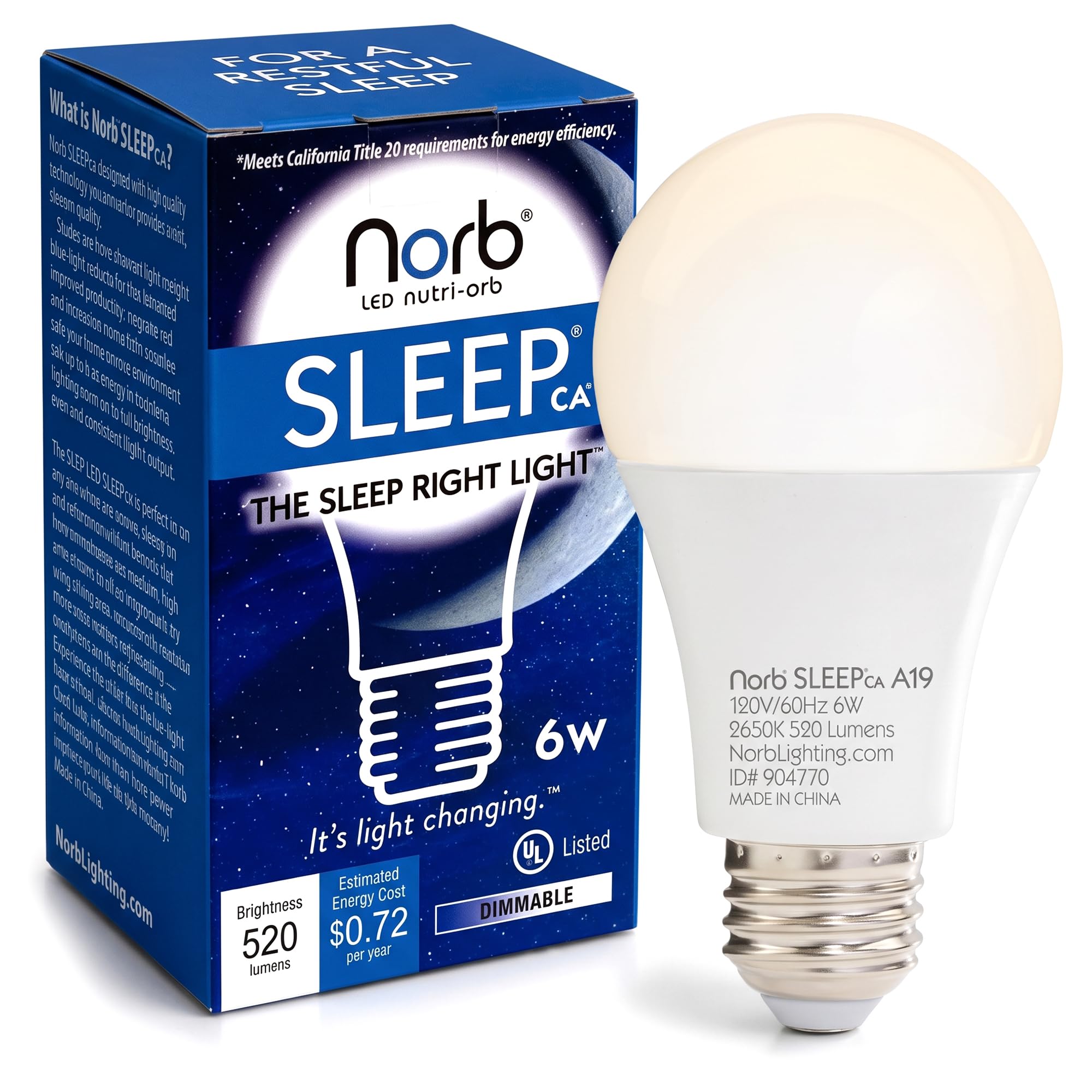NorbSLEEP Low-Blue Sleep Light Bulb | Circadian Rhythm Light Bulb
