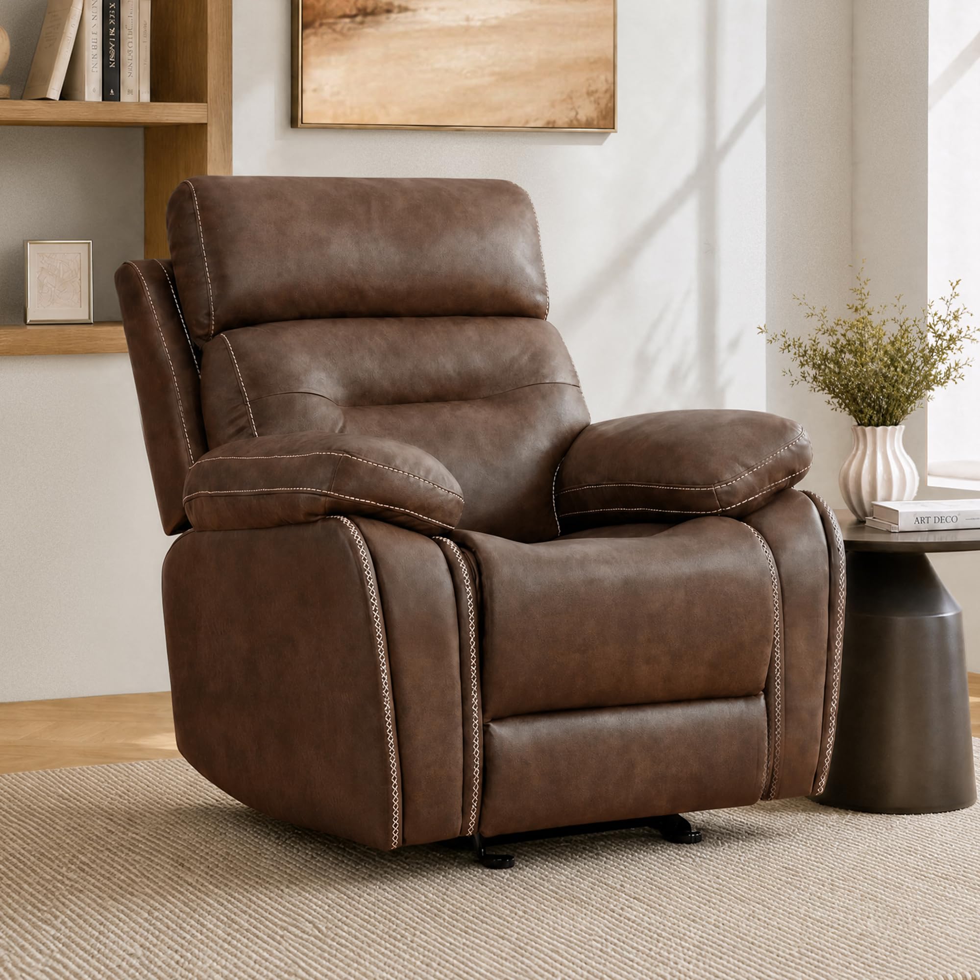 Photo 1 of KISLOT Faux Leather Recliner Chair - Brown