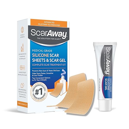 ScarAway Kit completo de tratamiento de cicatrices, tratamiento de cicatrices clínicamente apoyado, (2) hojas de silicona de grado médico bronceado