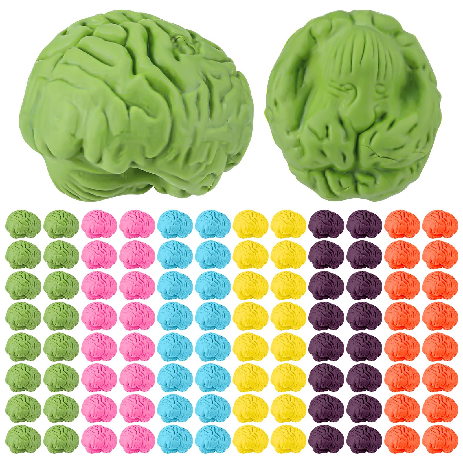 Gilprop 96 Pcs Brain Shaped Erasers Bulk 1 Inch Mini Brain Rubber Pencil Erasers Fun Classroom Supplies Birthday Halloween Party Favors, Cute Novelty Gifts for Students Reward Prize Filler, Colorful