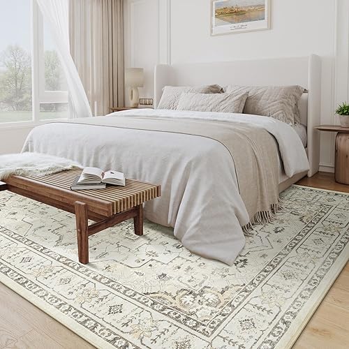 Miniatura 7 de Zesthome Alfombra ultrafina lavable a máquina, resistente a las manchas, antideslizante, persa para sala de estar, estilo bohemio, vintage, floral