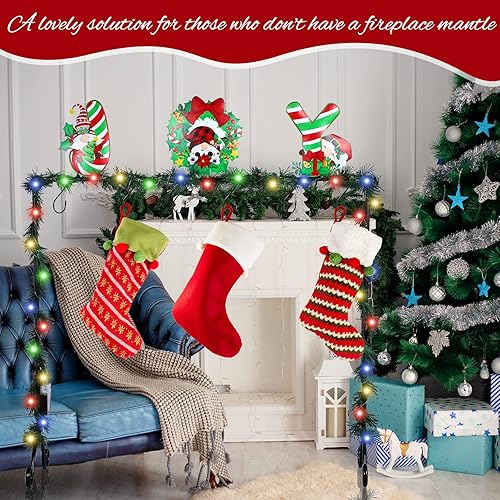 Miniatura 5 de Treela Soporte de calcetín de Navidad para piso, soporte de metal para calcetines con ganchos, soporte para calcetines navideños, regalo para