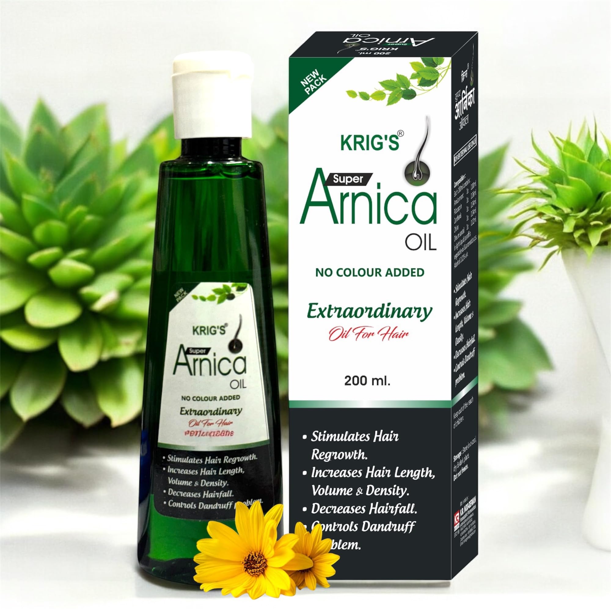 KRIG'S Arnica Hair Oil Homeopathic 200ml - Hair Growth - Volume And Density (Pack of 1 Bottle)-image-13