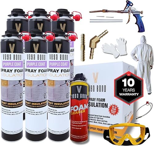 Vega Bond Purplecoat - Espuma aislante de celda cerrada de un solo componente, autoexpansible, 29 onzas con valor R de 5.66, espray acústico, total