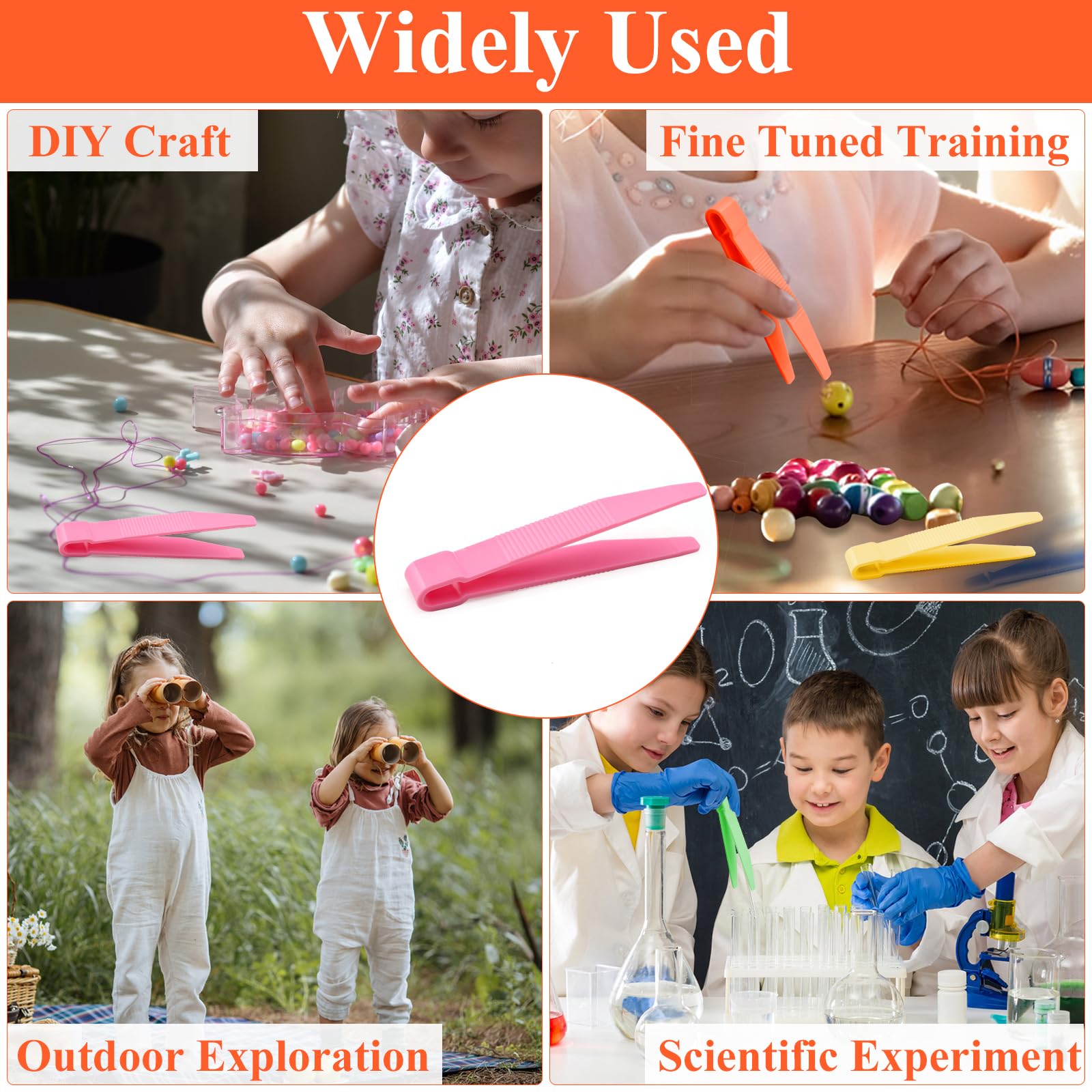 15 pinzette per bambini in plastica colorata giocattolo educativo per abilità motorie fini, perline da stirare, conteggio
