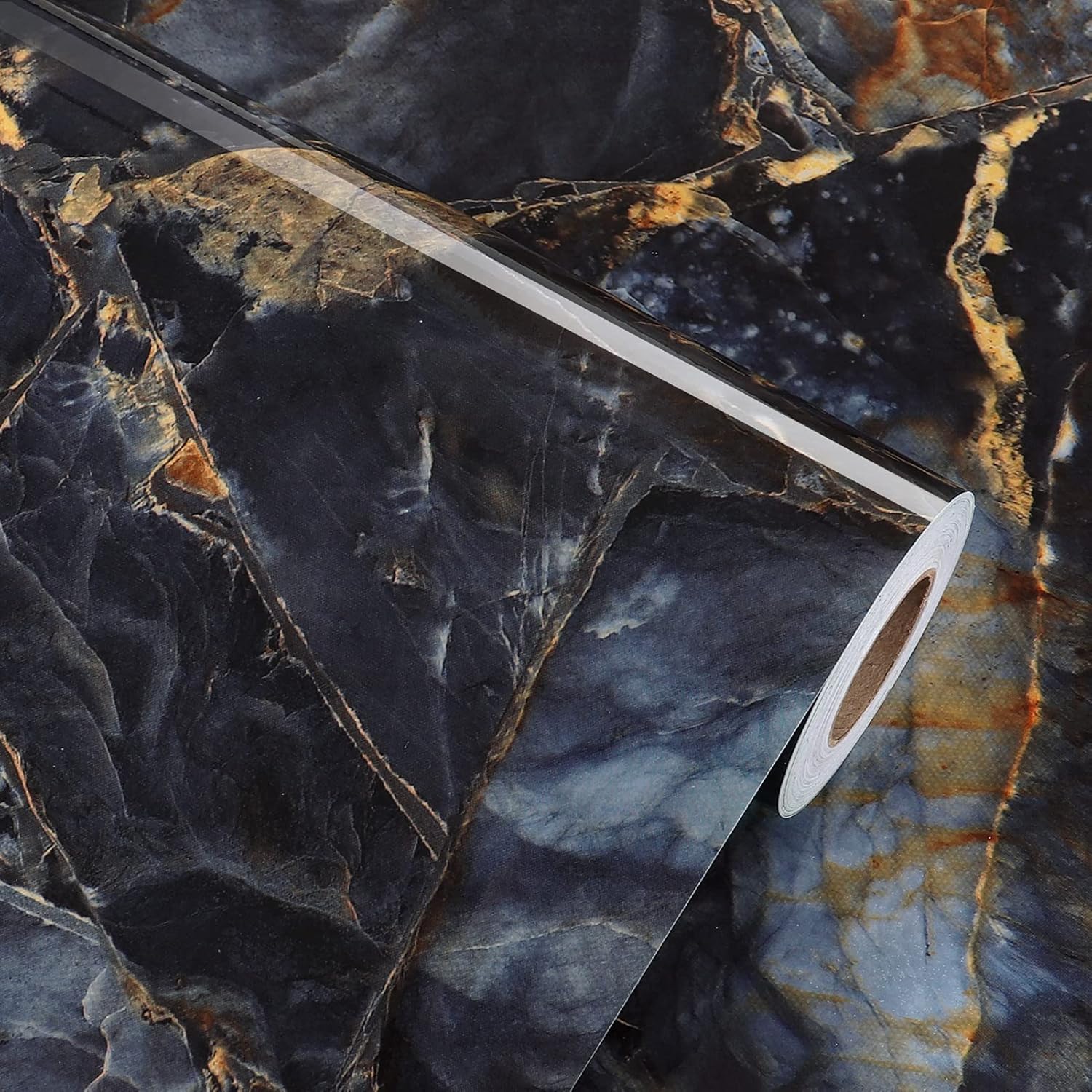 Likiliki カッティングシート 大理石調 光沢有り リメイクシート はがせる 壁紙シール 大理石シート 石目調 インテリアシール 貼り付タイプ 台所 防油 耐熱 洗面台テーブル 40cmx10m 賃貸 ウォールステッカー 防水 模様換え 商い キッチン