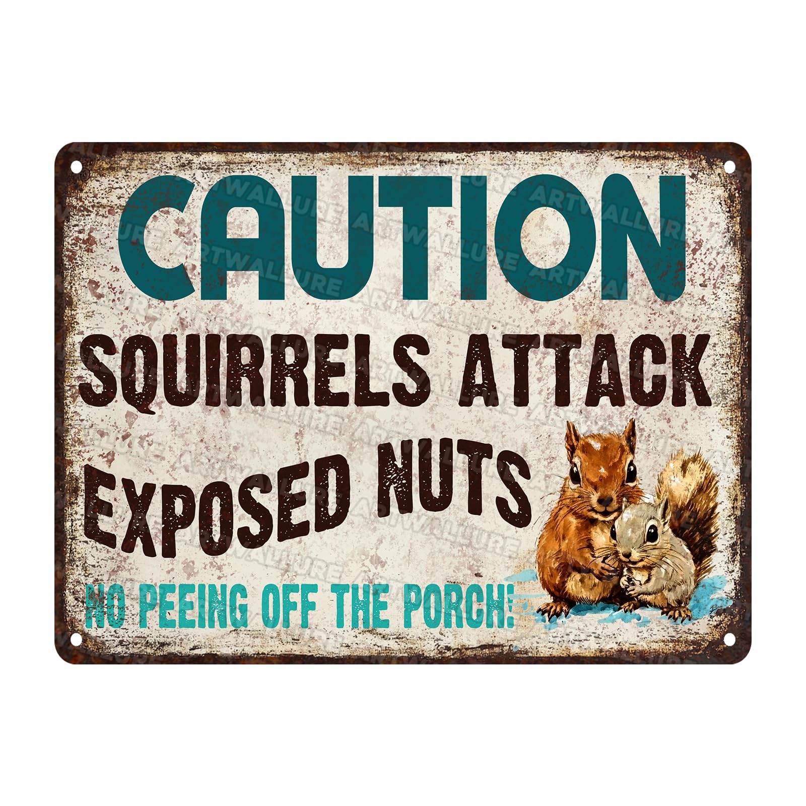 Anceky Vintage Signs Squirrel Caution Squirrels Attack Exposed Nuts Metal Tin Sign Funny Wall Decor For Kitcen Garage Farmhouse Backyard Home 12×8 Inch