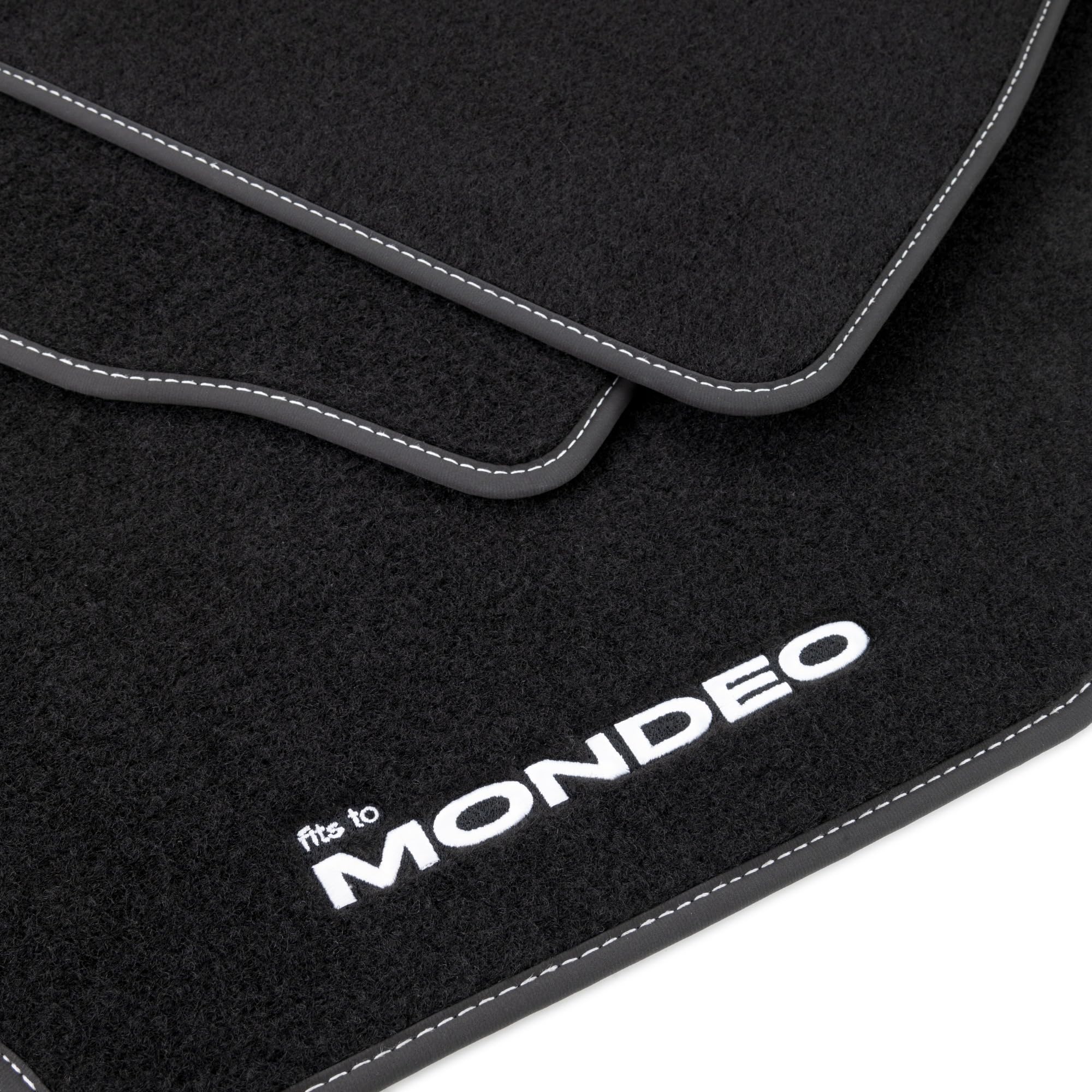 MOTOS Tappetini in velluto personalizzati destinato a Ford Mondeo V dal 2014 - Personalisierte, Matt, Bianco - mantenete la vostra auto pulita e confortevole con i nostri tappetini