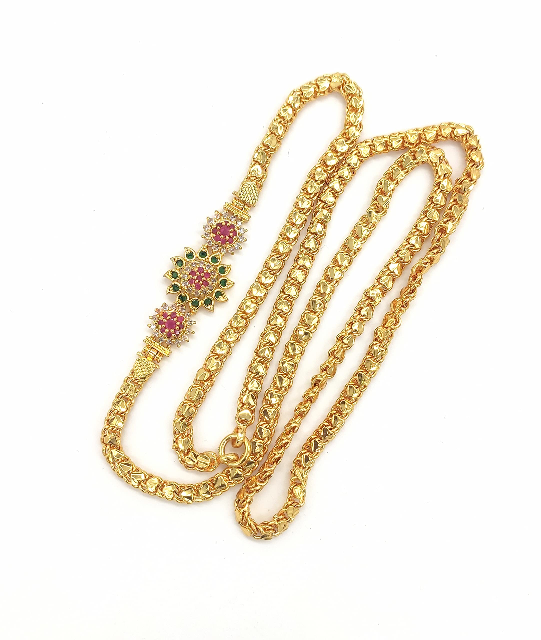 HANAA One Gram Gold Micro Plated 3 Ball Mugappu Chain for Women & Girls 24 Inches-m83A (Multicolour) (B0BW9DWX82) Amazon Price History, Amazon Price Tracker