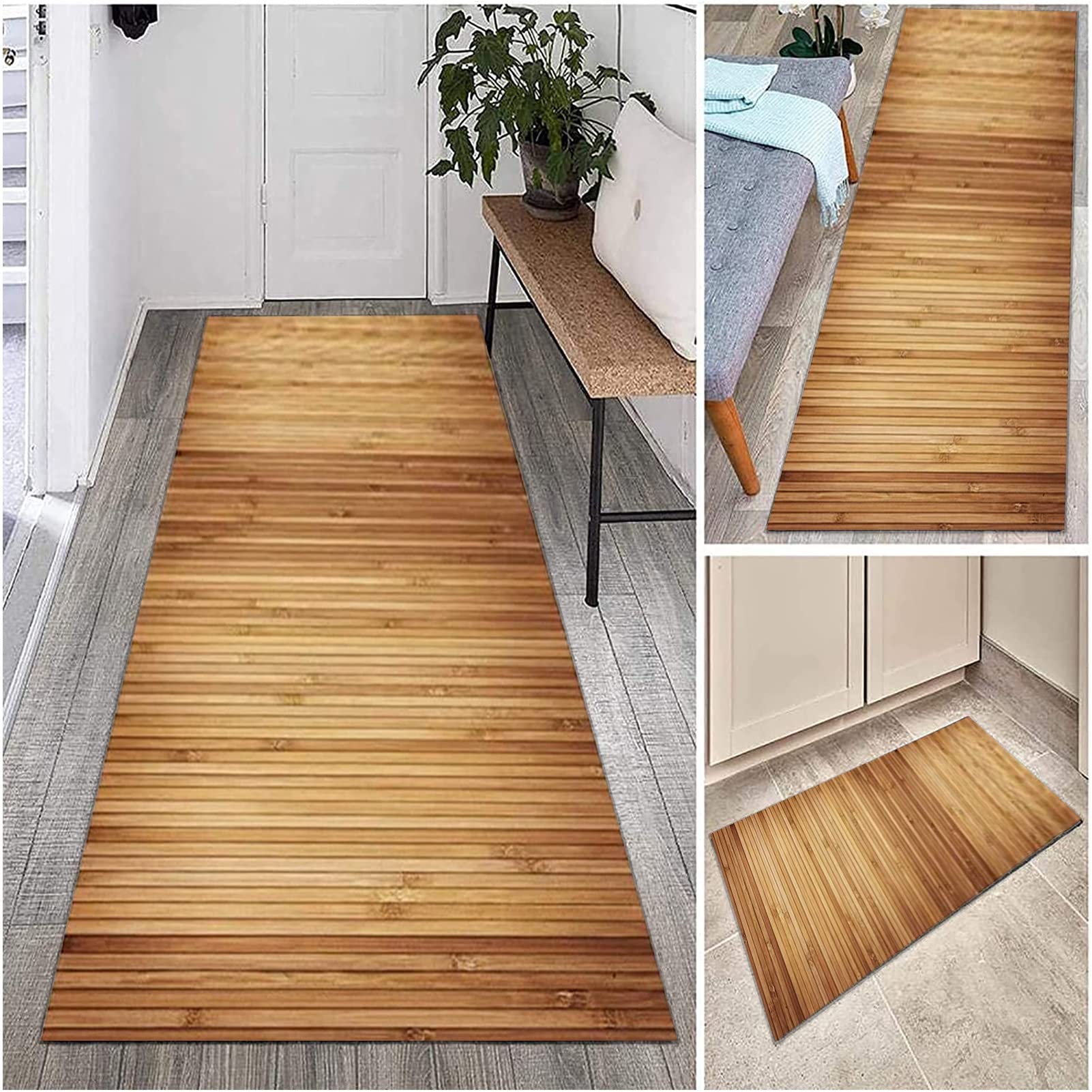 Tapis de passage long 80x350 cm antidérapant et lavable pour couloir étroit