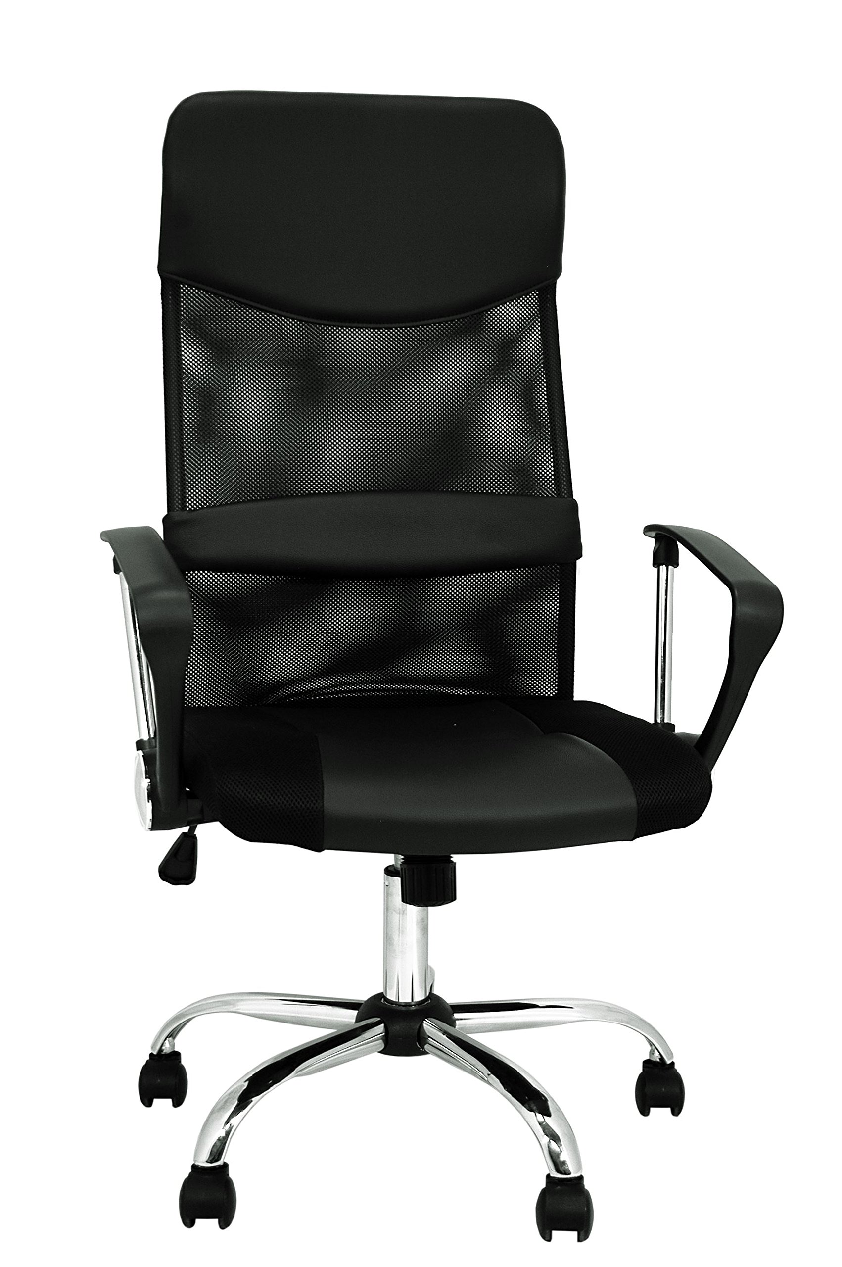 La Silla Española Santander Oficina con Reposacabezas, Piel_sintética, Negro, 52x55x118 cm