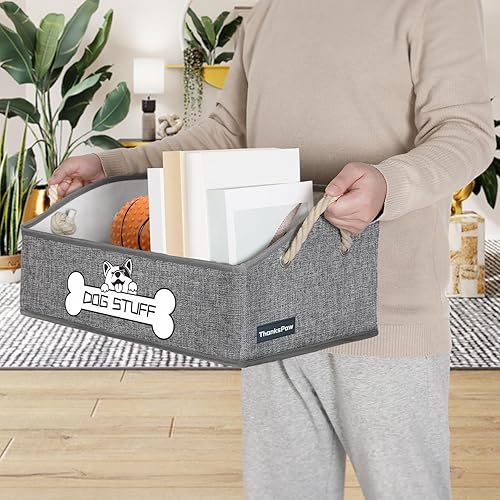 Miniatura 3 de Caja de juguetes de tela plegable para perros y contenedor de almacenamiento con asa, cesta trapezoidal, organizador de pecho para juguetes, mantas