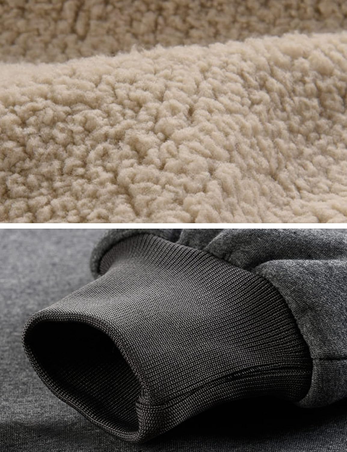 Yeokou Mens Fashion Warm Fleece Crewneck Sweatshirt Thick Sherpa Lined Pullover Tops - Image 6