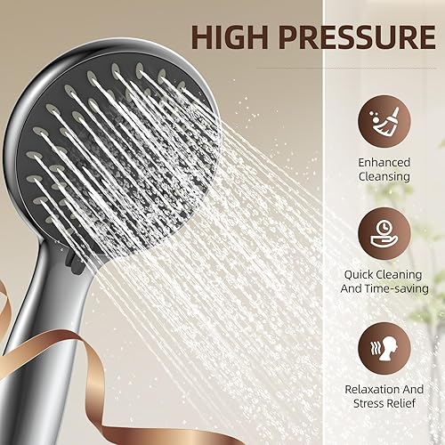 Miniatura 3 de Cabezal de ducha de mano de alta presión, 5 funciones, cabezal de ducha de alto flujo con potente cabezal de ducha de mano para mejorar la presión