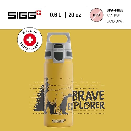 Miniatura 2 de SIGG - Botella de agua para niños - WMB ONE Brave Bear Yellow - A prueba de fugas - Ligera - Sin BPA - Deportes y Bicicleta - 20 Oz