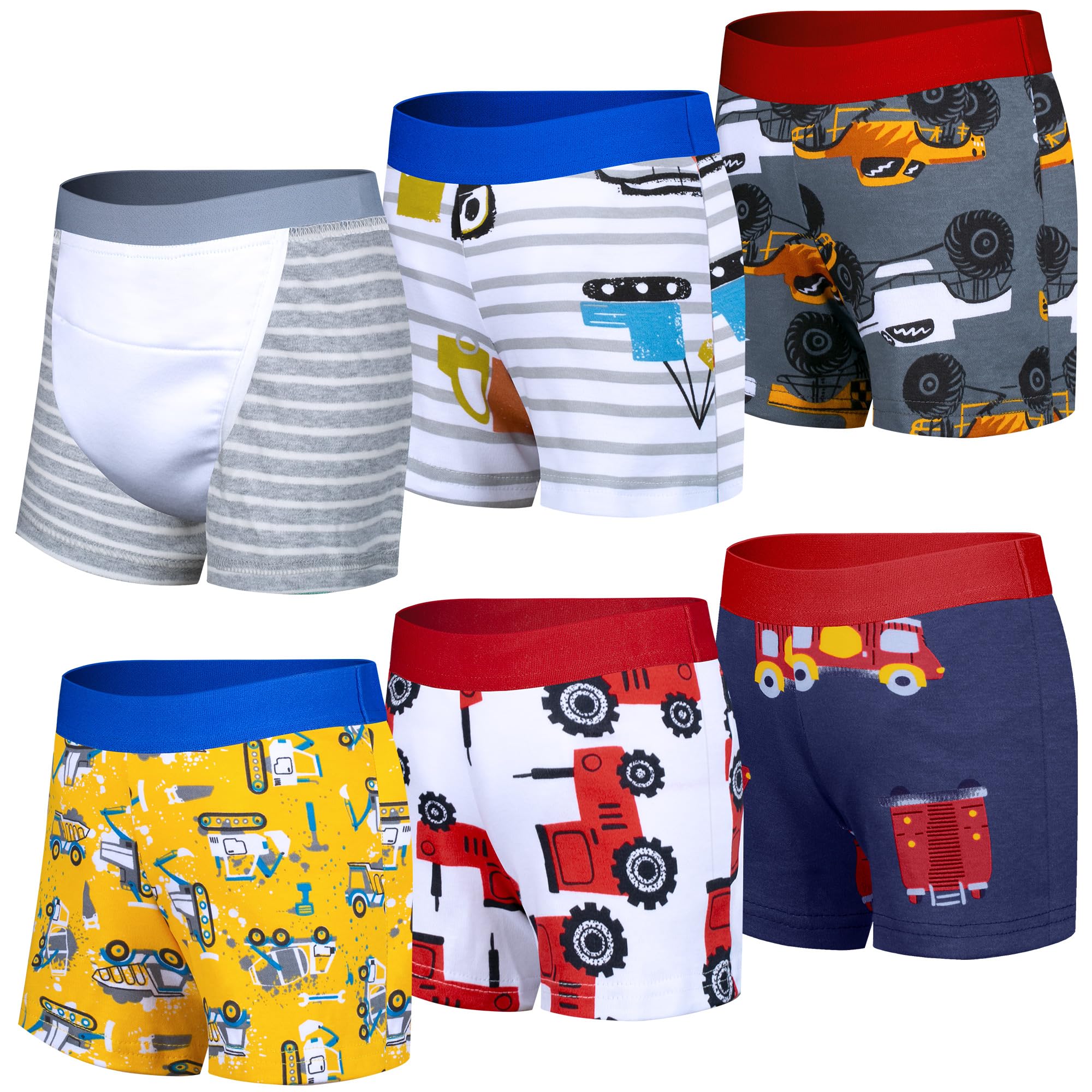 BIG ELEPHANT 6 Pack Toddler Potty Training Pants for Boys and Girls 100 Cotton Unisex Absorbent Boxer Style