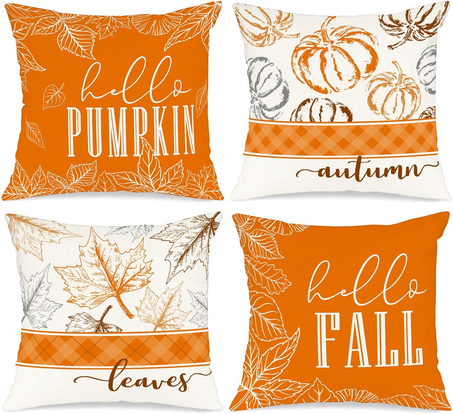 Benjia 50×50 Autumn Cushion Covers Set of 4, Hello Pumpkin Decorative Holiday 20×20 Inch Fall Throw Pillow Covers Thanksgiving Pillow Case for Indoor Home Bedroom Couch Sofa Decor Orange 50x50cm Benjia 50×50 Autumn Cushion Covers Set of 4, Hello Pumpkin Decorative Holiday 20×20 Inch Fall Throw Pillow Covers Thanksgiving Pillow Case for Indoor Home Bedroom Couch Sofa Decor Orange 50x50cm