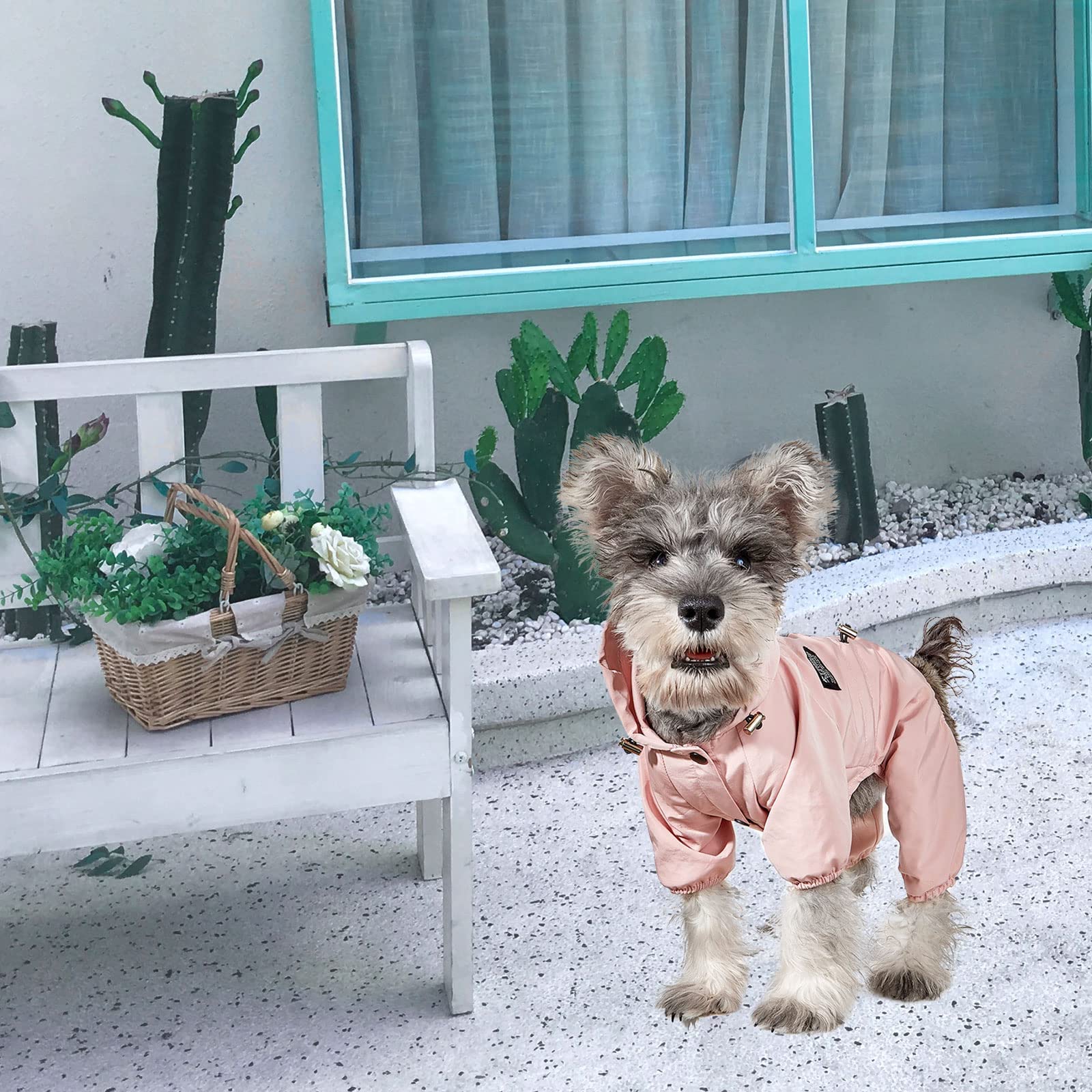 Imperméable pour Chien, Cordon de Serrage réglable Veste de Pluie pour Chien Tout Compris Combinaison Chiots à Capuche Poncho de Pluie avec Bande réfléchissante (Pink XXL)