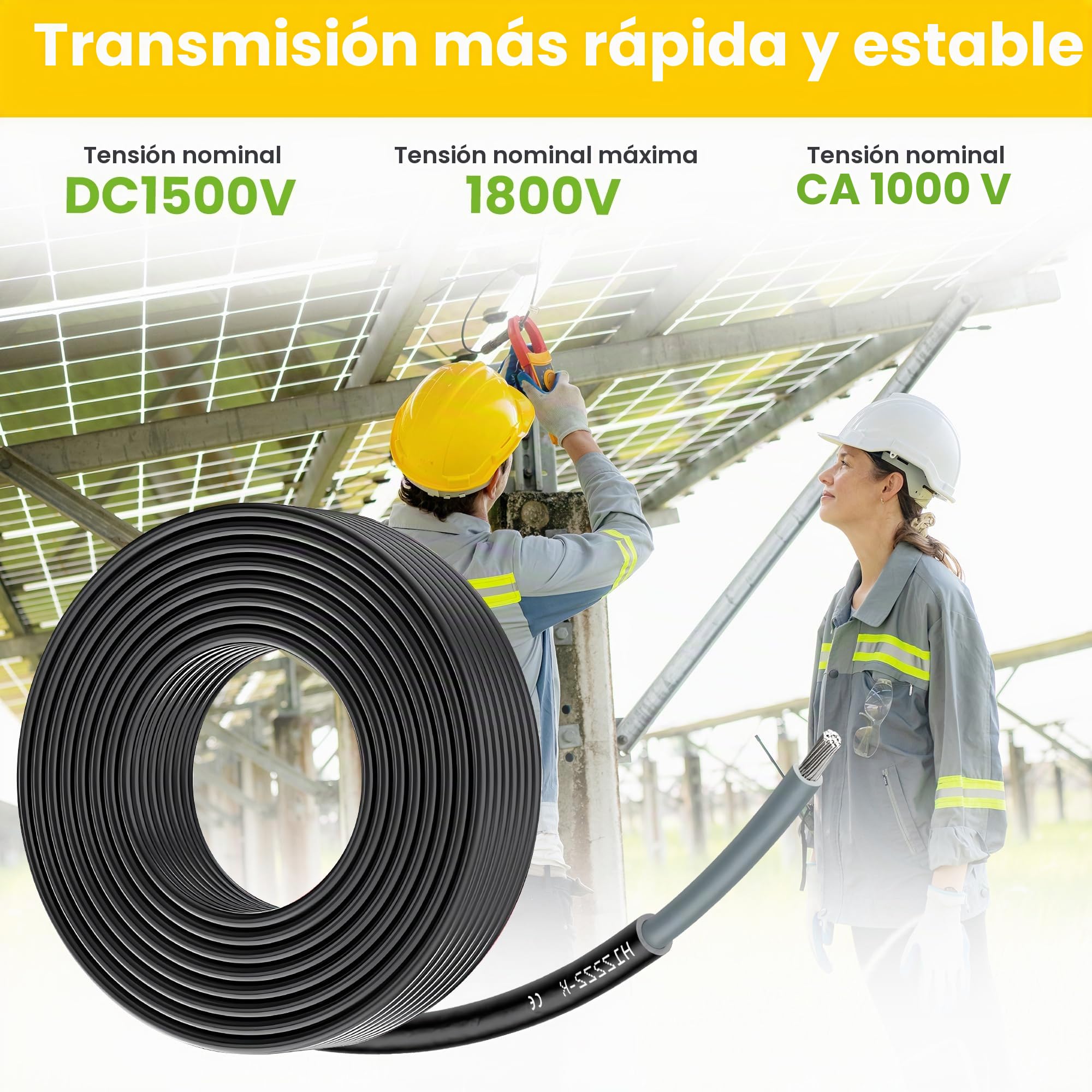 Offgridtec Cable Solar H1Z2Z2-K 6mm², Cable de Cobre de Un Solo Conductor para Sistemas Fotovoltaicos, Resistente a UV y a la Intemperie, Libre de Halógenos, Conforme a IEC 60228 EN 50618 (100m, Negro