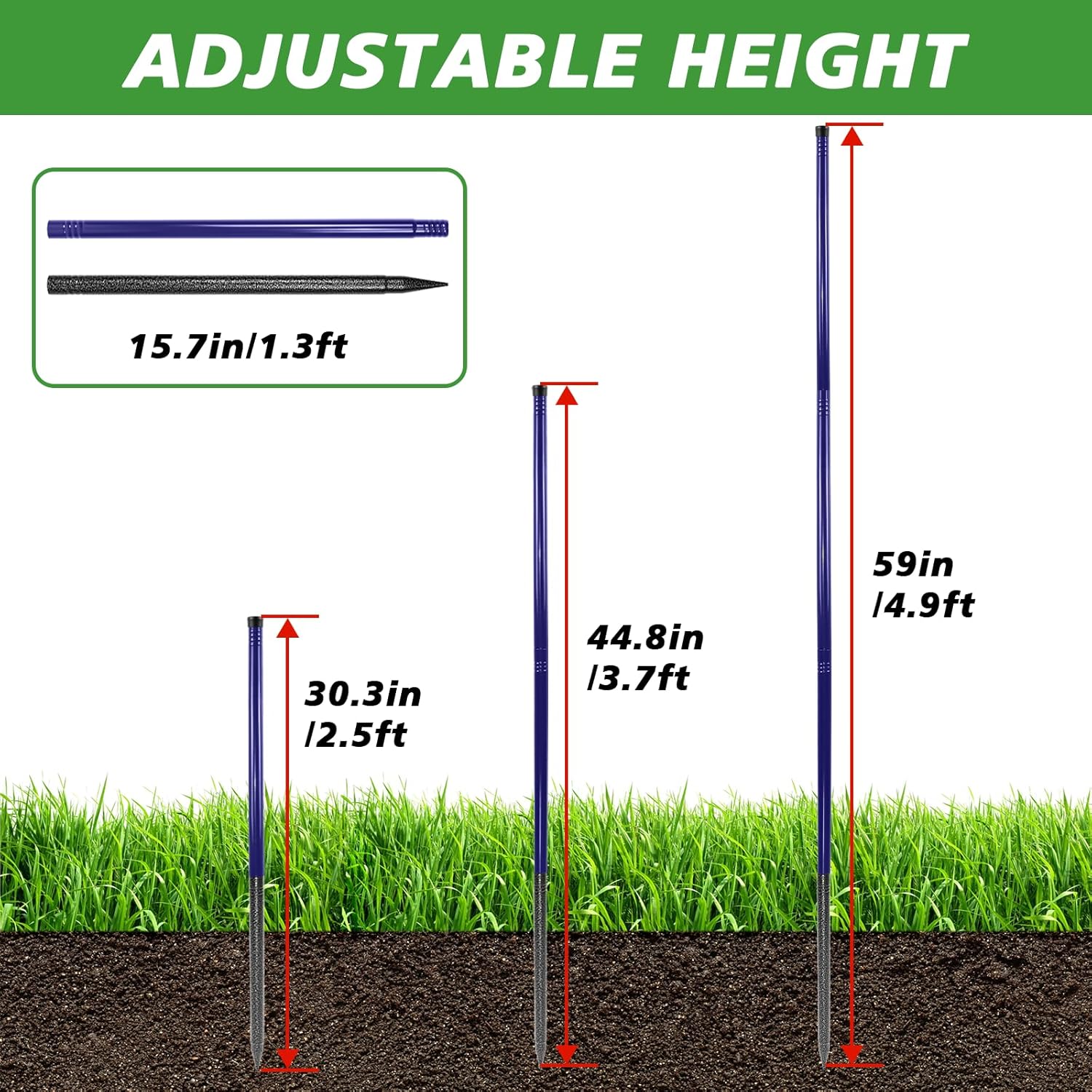 Agility Poles, 6 Pack 4.9FT Metal Soccer Training Poles Adjustable Agility Hurdles Training Equipment