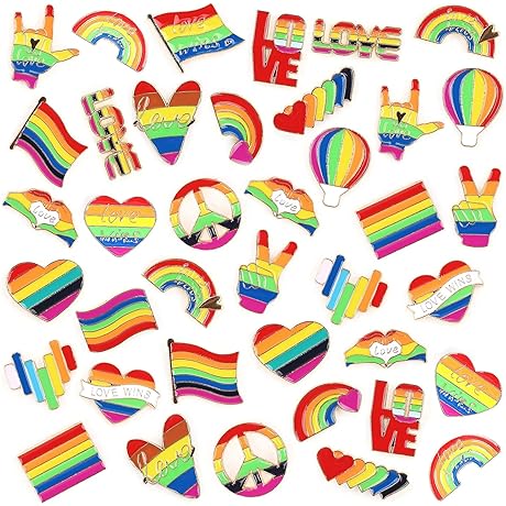 SANNIX 60Pcs Pride Pins, Rainbow Pins Bulk Enamel LGBT Lapel Pins
