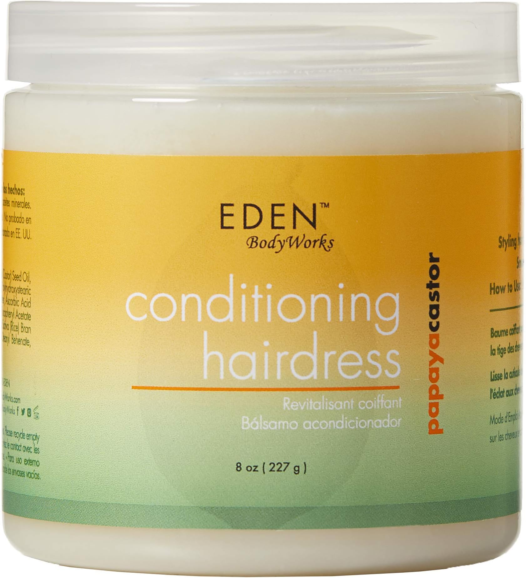 Papaya Castor Conditioning Hairdress | 8 oz | Reduce Frizz, Nourish Hair & Scalp - Light Hold