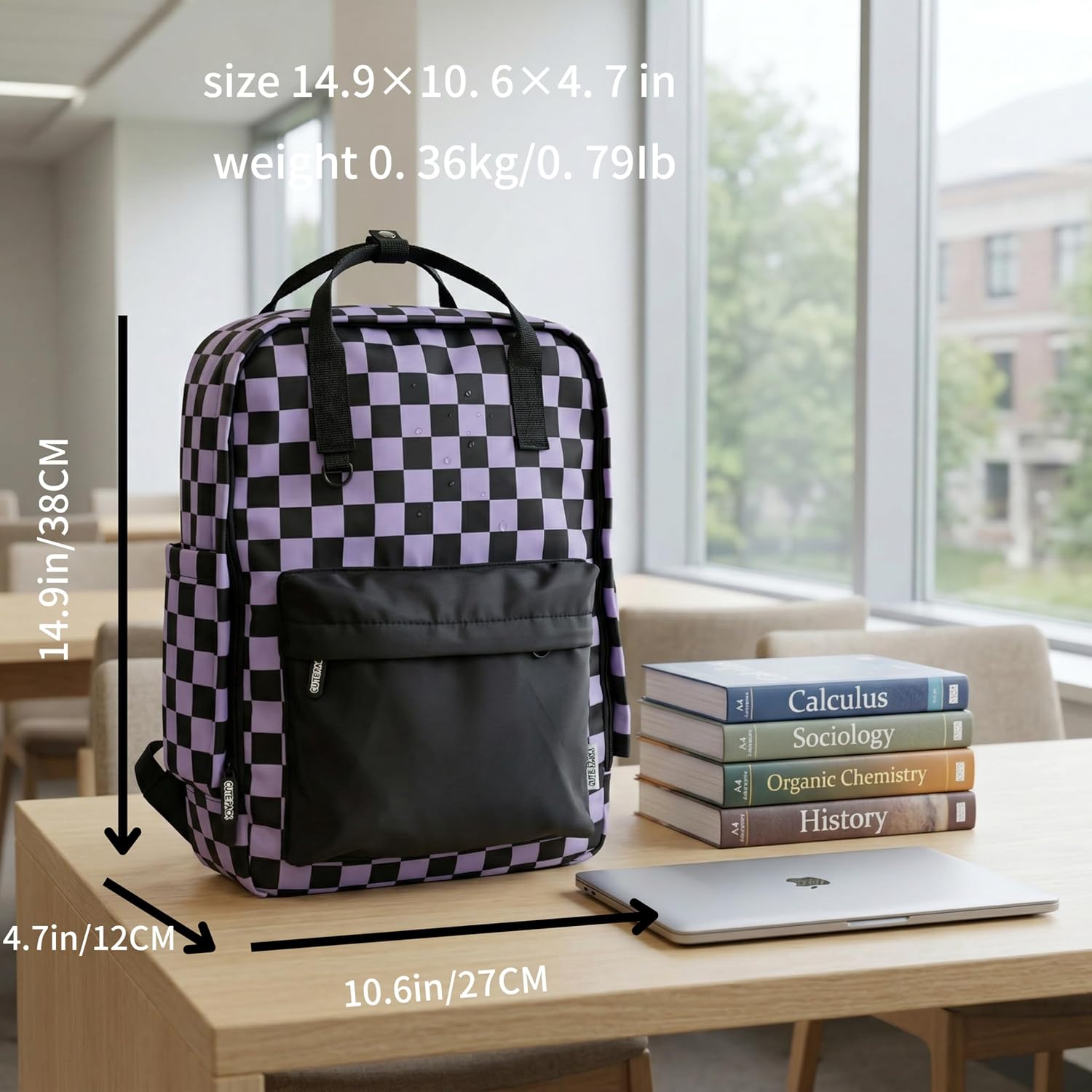 Small Adult College Women backpack purse,Women plaid backpack, Mini Work backpack for women,Aesthetic Simple Modern Backpack purse,Medium size Women Backpack for 14 Inch Laptop