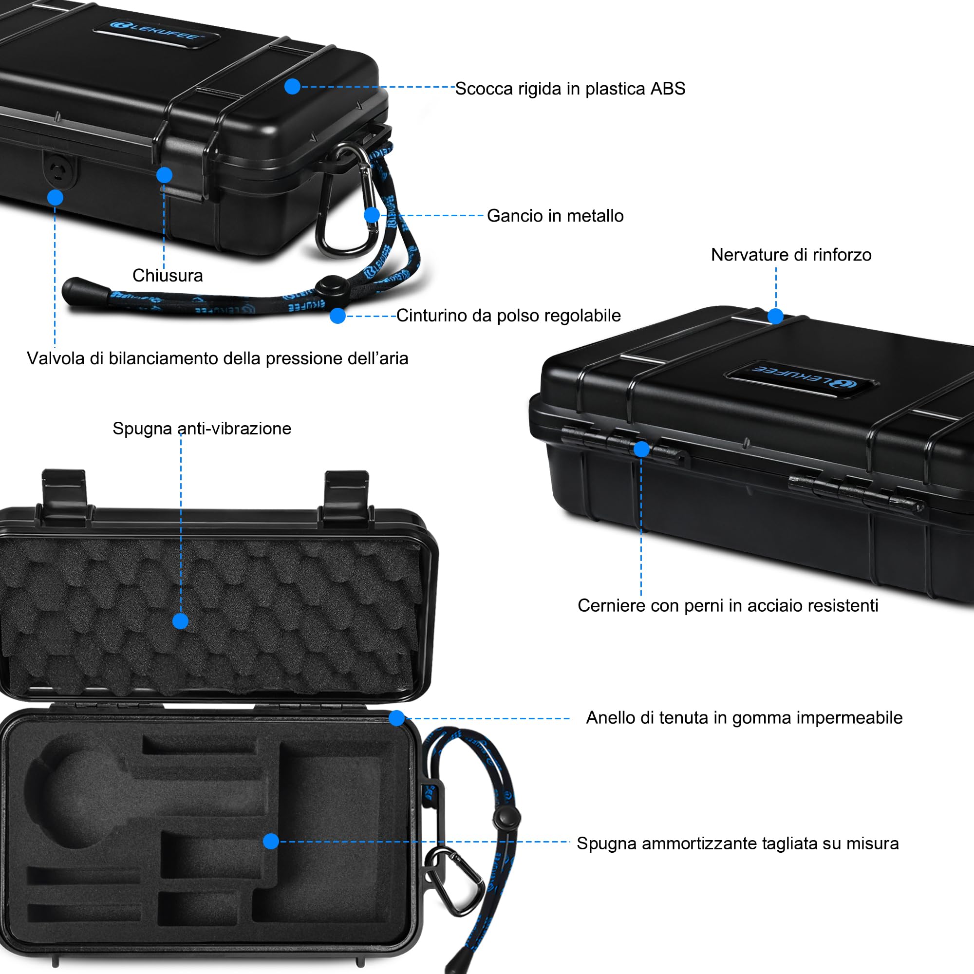 LEKUFEE Custodia Rigida Portatile Impermeabile per Insta360 X5,Insta360 X4 Air, Insta360 X4/X3 e accessori (solo custodia)