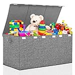 Extra Large Toy Box 167L, Sturdy Toy Storage Chest Organizer Bin Baskets with 2 Removable Divider for Boys, Girls, Kids, Nursery, Bedroom, Playroom, 35.5x17 x17(Linen Gray)
