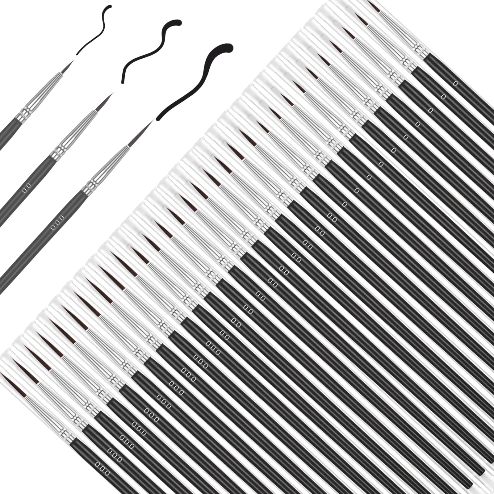 Pinceles pequeños para manualidades, 30 pinceles de pintura de detalles negros, pinceles de pintura en miniatura para acuarela, pintura acrílica, pintura facial, juego de pinceles de pintura