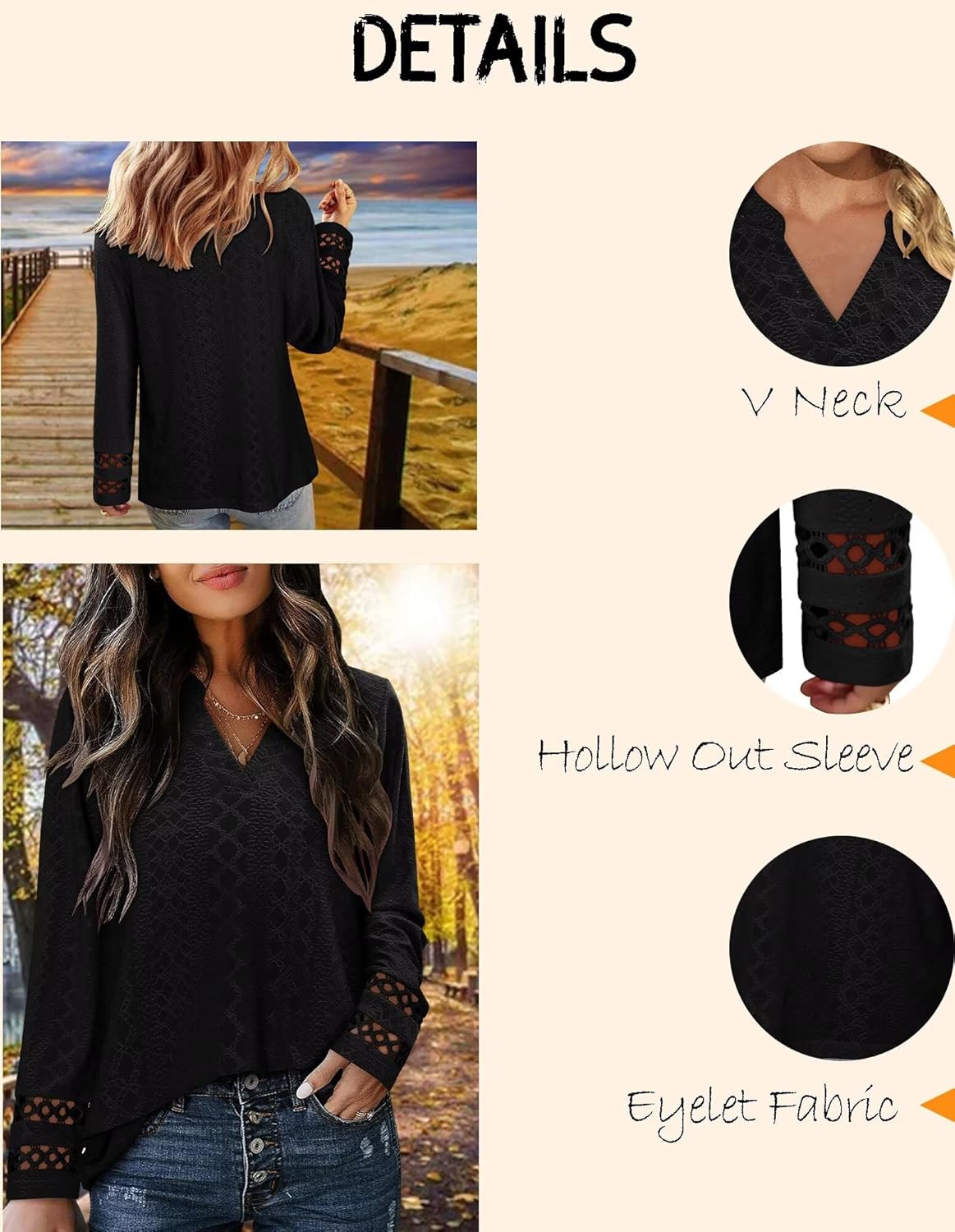 Magritta Womens Long Sleeve Casual Tunic Tops 2025 Winter Loose Dressy Shirts V Neck Flare Blouses - Image 5