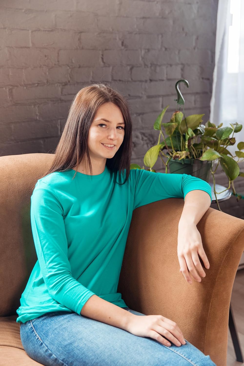 ESTEEZ 3/4 Sleeve Crew Neck Cotton T-Shirt for Women - Relaxed Fit - Base Layering Top - Image 7