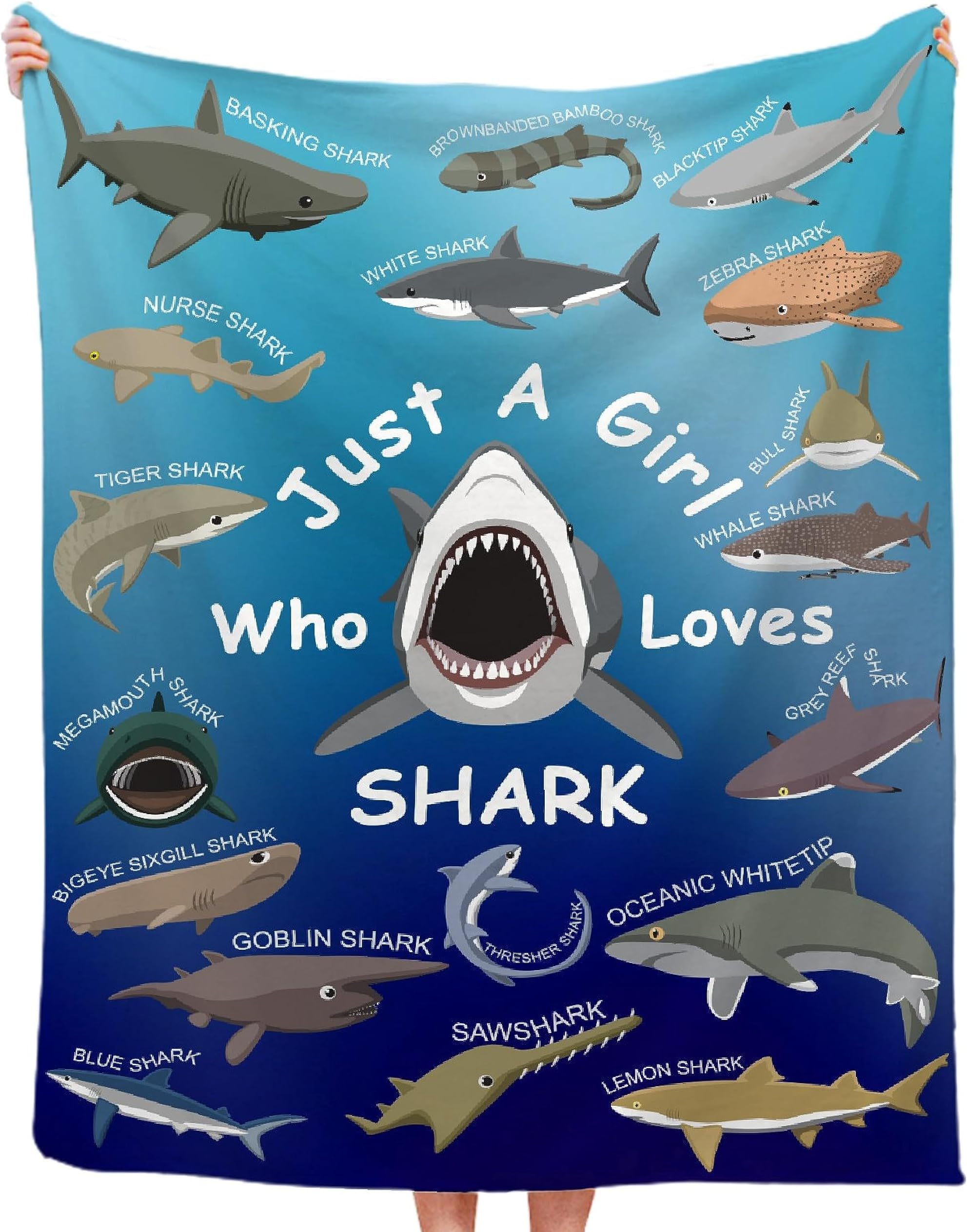 ISABEL HIGGIS Shark Blanket Adult, Shark Blanket for Kids, Shark Blanket for Boys, Just A Girl Who Loves Shark Blanket, Full Sizes Shark Blanket for Men Women, Gift for Shark Lover 40''x 50''
