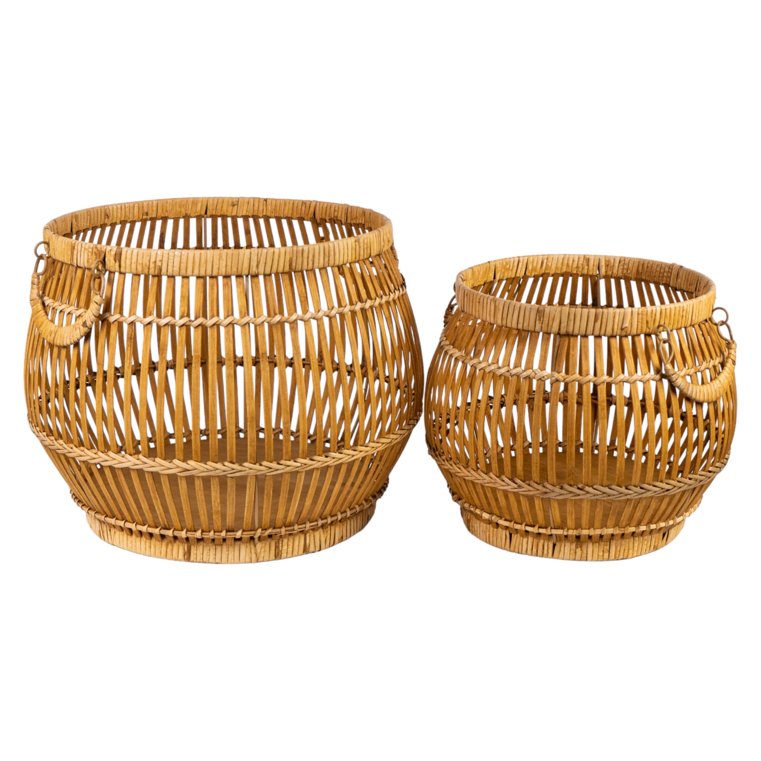 Cestos rattan bois panier de rangement naturel set de 2 boîtes décoratives maison