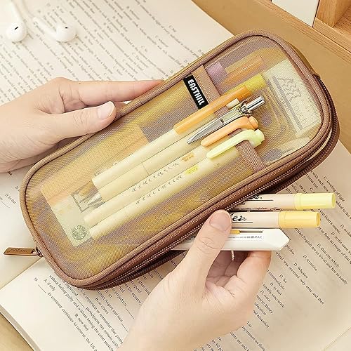 Vista 30 de EASTHILL - Estuche para lápices de malla con cremallera. Transparente para uso como bolsa de maquillaje, de cosméticos o multiusos, para la escuela