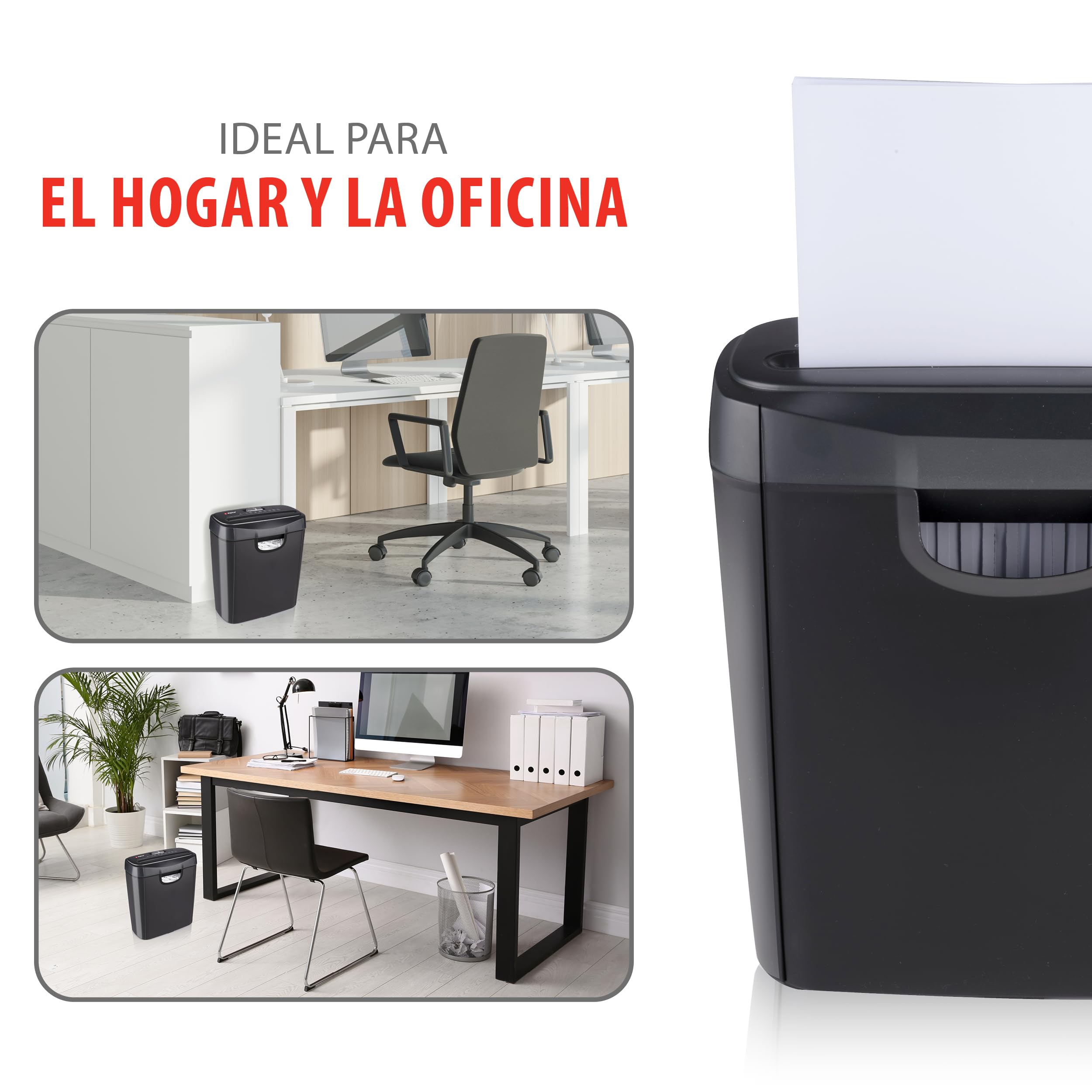 Alpina Trituradora de Papel 190W - Destructora de Documentos y Tarjetas de Crédito - para Casa y Oficina - Trituradora en Tiras - con Recipiente de Recolección - Protección contra Sobrecalentamiento
