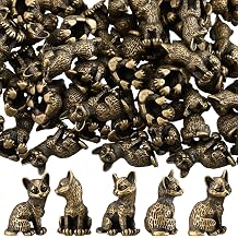 Civaner 50 Pcs Halloween Mini Brass Figurine Miniature, Cat