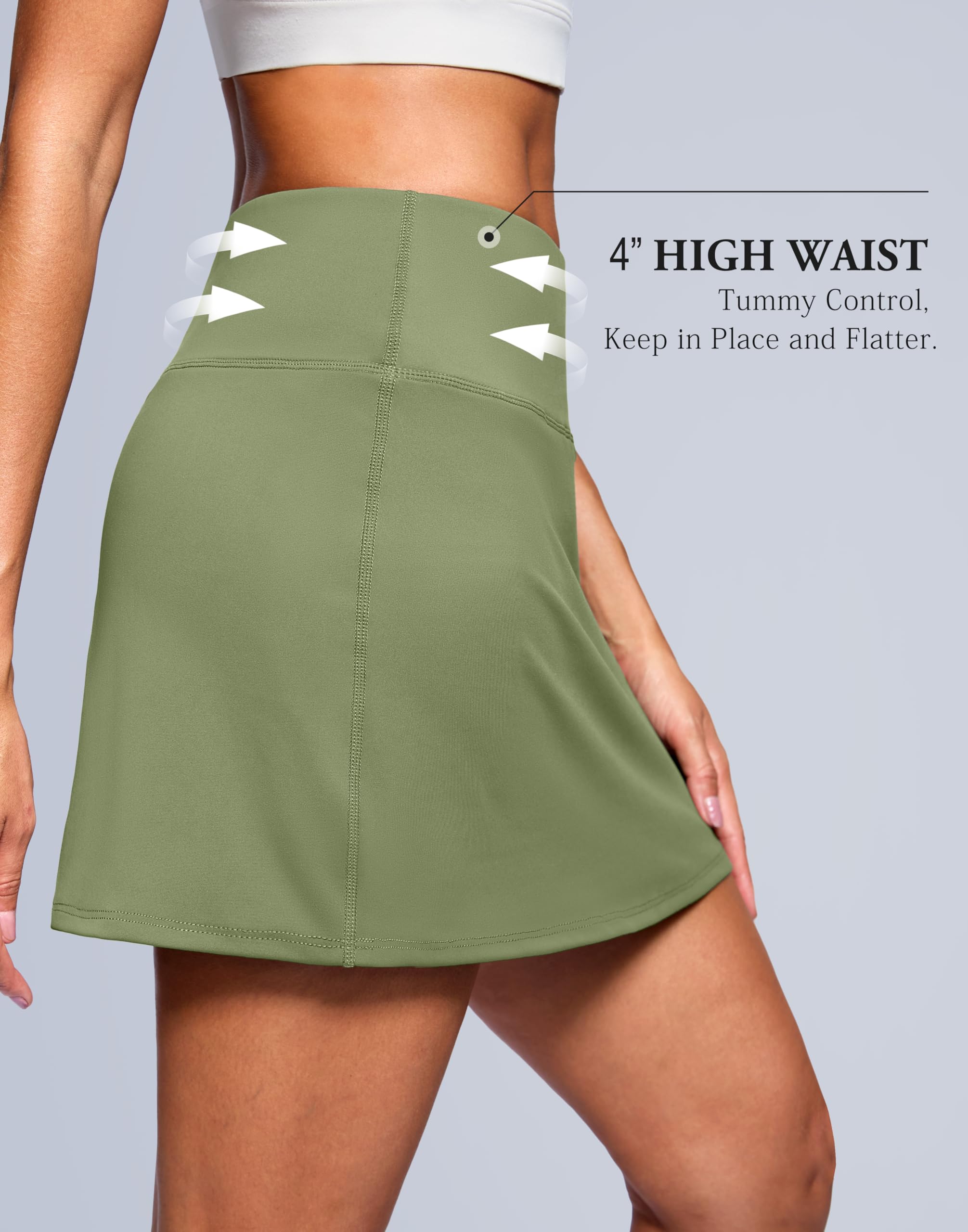 SANTINY Jupe-short de 35,6 cm pour femme avec 2 poches, taille haute, coupe trapèze, style décontracté, jupe-short de pickleball, de golf, jupe de tennis athlétique