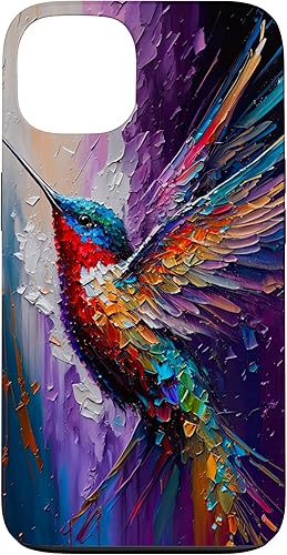 iPhone 13 Bird Colorido Pintura al óleo Estilo Colibrí Caso